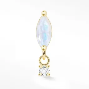 Moonstone Flat Back Earring Movement 14k Yellow